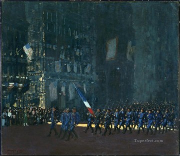 George Luks Painting - blue devils on fifth avenue 1918 George luks cityscape street scenes